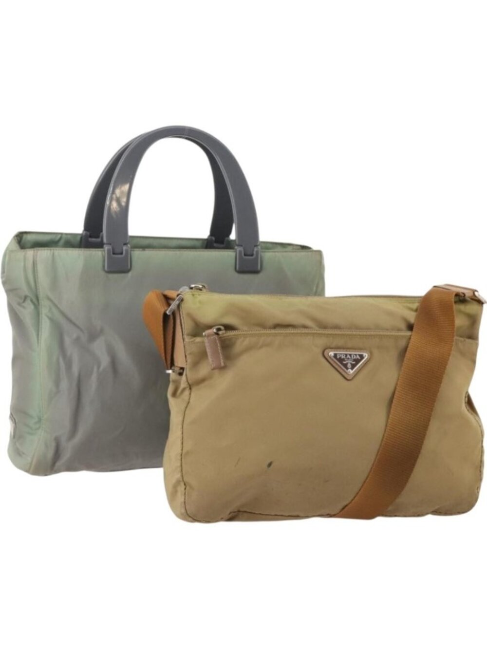 PRADA Shoulder Bag Nylon 2 Set Beige Gray